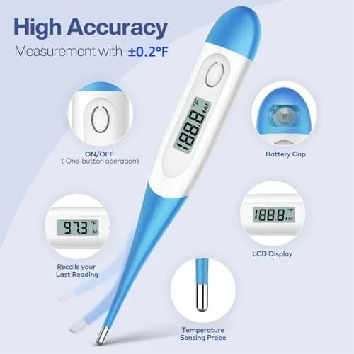 Boncare Digital Oral Thermometer for Adults & Kids, Light Blue | Fast & Accurate 10-Second Reading thumbnail 3