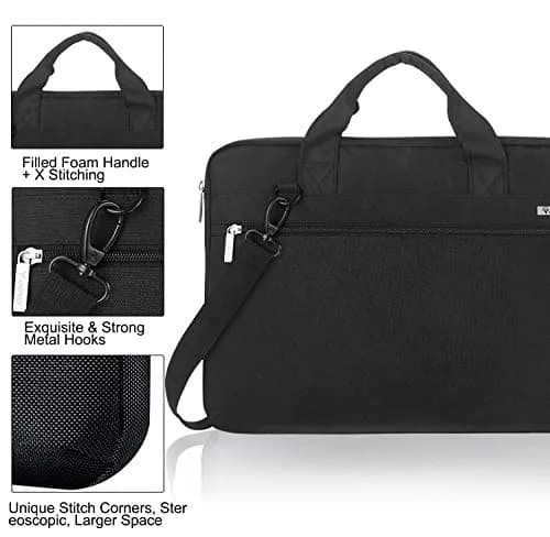 Voova 17.3-17 Inch Laptop Bag, Black Messenger Bag with Shoulder Strap | Water-Resistant 360° Protective Case for Laptops up to 17.3" thumbnail 7