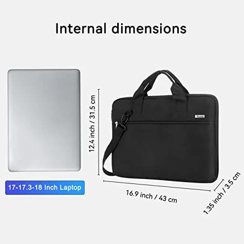 Voova 17.3-17 Inch Laptop Bag, Black Messenger Bag with Shoulder Strap | Water-Resistant 360° Protective Case for Laptops up to 17.3" thumbnail 8