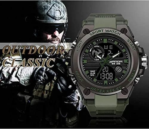 AIMES Men's Military Sport Watch 53mm (2.1 inch) | Dual Time Zone, Alarm, Stopwatch, 30M Water Resistant thumbnail 3