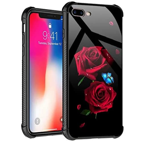 TnXee Cellular Phone Case Compatible with iPhone 8 | Stylish Butterfly on Red Roses Design thumbnail 1