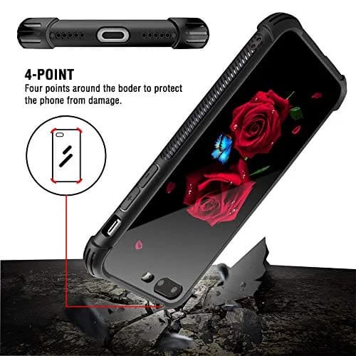 TnXee Cellular Phone Case Compatible with iPhone 8 | Stylish Butterfly on Red Roses Design thumbnail 4