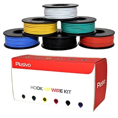Plusivo 20 AWG Solid Core Wire Kit – 6 Colors, 23ft Each Spool | 600V PVC Coated Tinned Copper for Electronics thumbnail 7