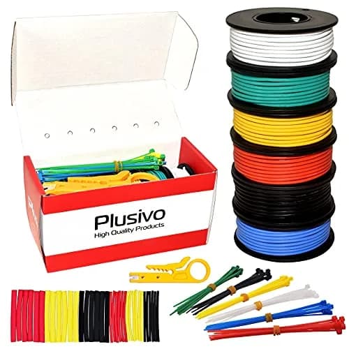 Plusivo 20 AWG Solid Core Wire Kit – 6 Colors, 23ft Each Spool | 600V PVC Coated Tinned Copper for Electronics thumbnail 8
