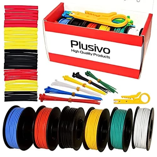 Plusivo 20 AWG Solid Core Wire Kit – 6 Colors, 23ft Each Spool | 600V PVC Coated Tinned Copper for Electronics thumbnail 9