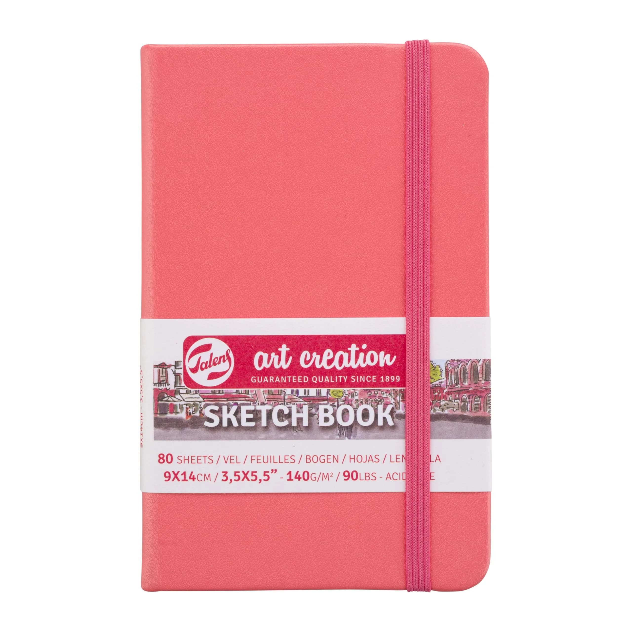 Talens Art Creation Sketchbook Coral Red 9cm x 14cm (3.5 x 5.5 in) | 80 Sheets Acid-Free Paper - main product image