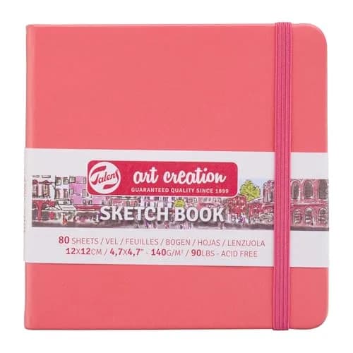 Talens Art Creation Sketchbook Coral Red 12cm x 12cm (4.7 x 4.7 in) | Acid-Free Cream Paper for Mixed Media thumbnail 1
