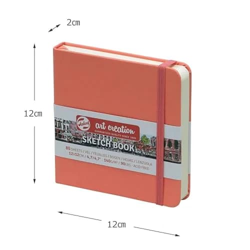Talens Art Creation Sketchbook Coral Red 12cm x 12cm (4.7 x 4.7 in) | Acid-Free Cream Paper for Mixed Media thumbnail 3
