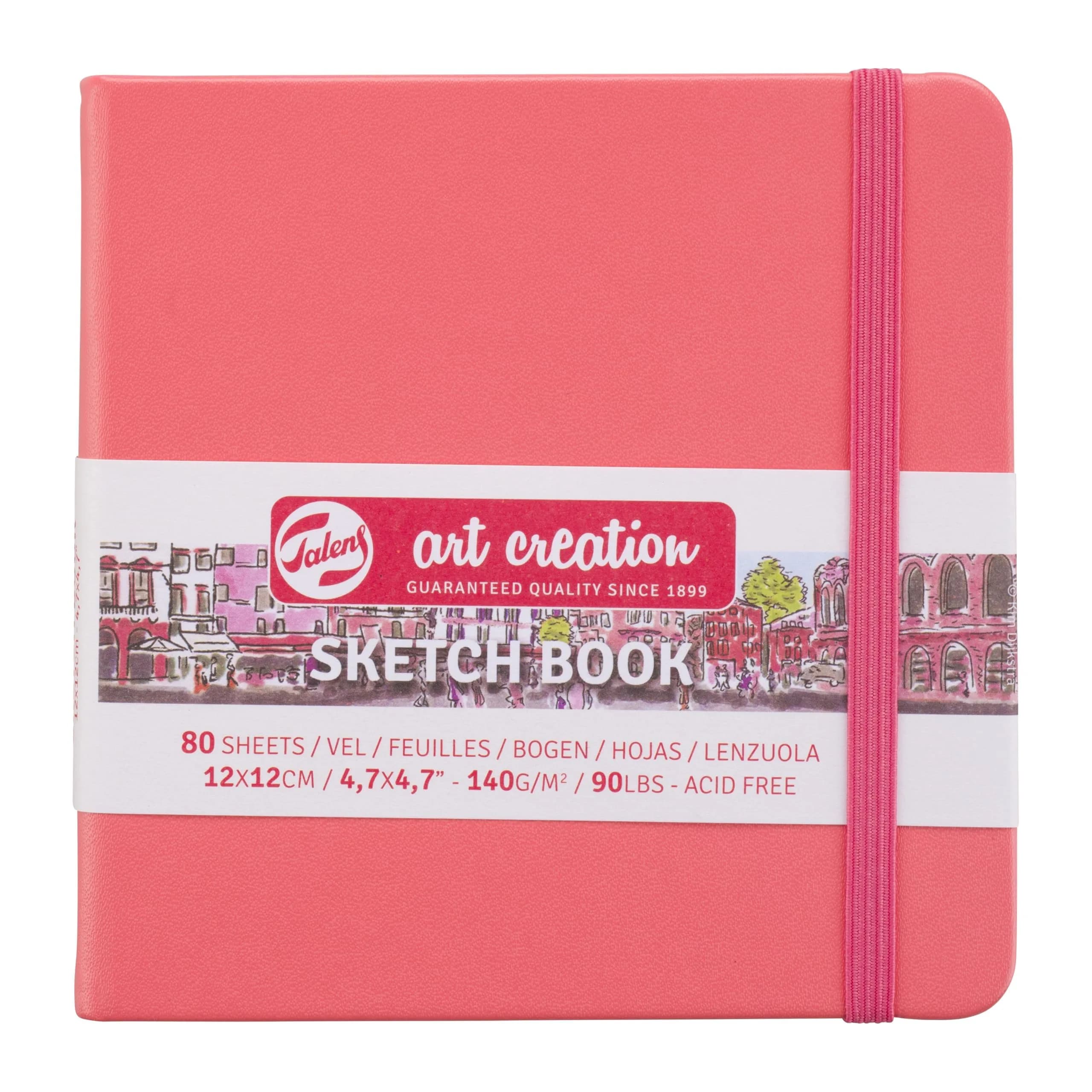 Talens Art Creation Sketchbook Coral Red 12cm x 12cm (4.7 x 4.7 in) | Acid-Free Cream Paper for Mixed Media - main product image