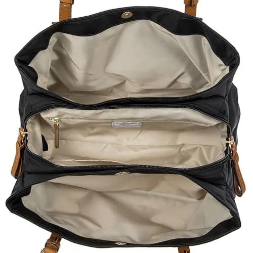 Bric's Tote Bag, Black | Satin Nylon with Leather Detailing (One Size) thumbnail 3