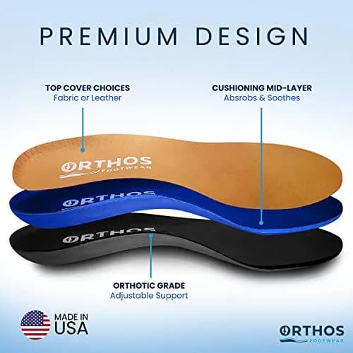 ORTHOS Footwear Orthotic Insoles Tan Leather | Impact Absorption & Adjustable Arch Support (70-120 chars) thumbnail 3