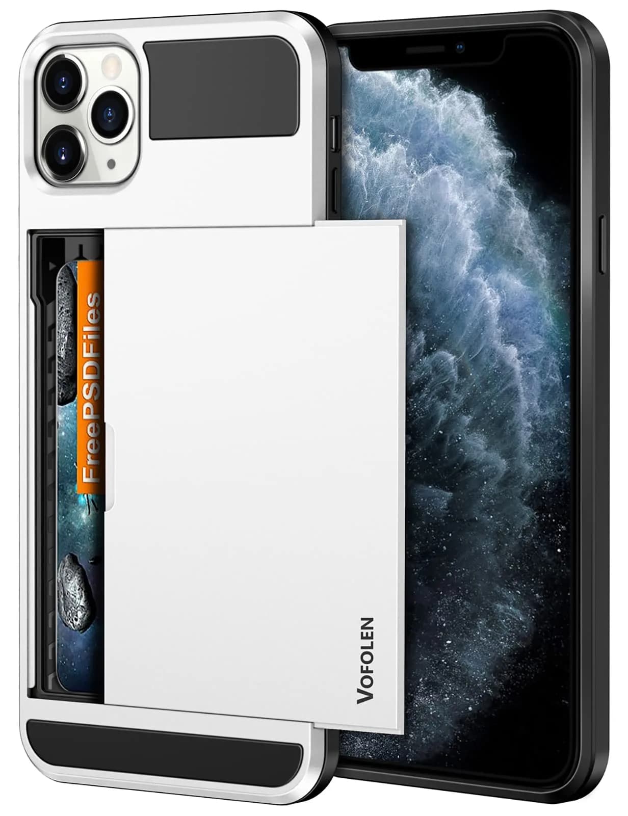 Vofolen for iPhone 11 Case Wallet with Card Holder [Max 3 Cards] White | Slim Impact-Absorbing Hybrid Design — White