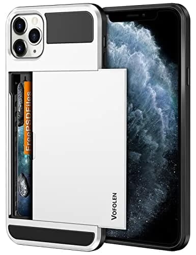 Vofolen for iPhone 11 Case Wallet with Card Holder [Max 3 Cards] White | Slim Impact-Absorbing Hybrid Design thumbnail 1
