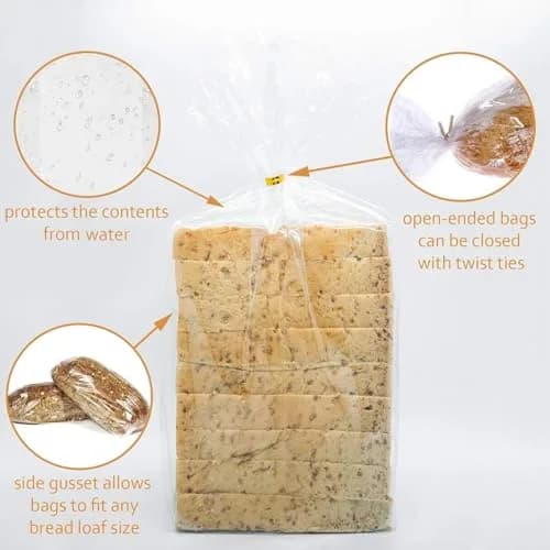 Morepack Plastic Bread Bags 38cm x 15cm x 15cm (15"x6"x6") | Gusseted for Large Loaves thumbnail 4