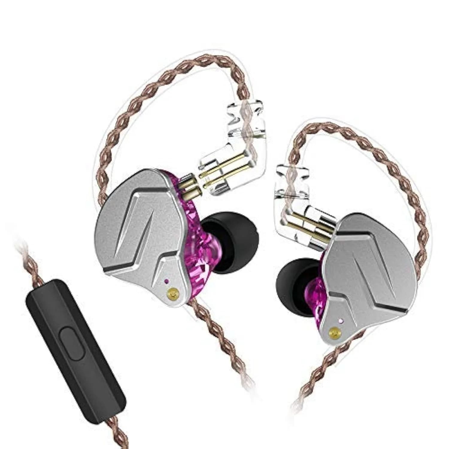 CCA ZSN Pro Dual Drivers 1BA 1DD Wired In-Ear Earphones with Detachable Cable | HiFi Power Bass, 24 Ohm Impedance — ZSN Pro-purple