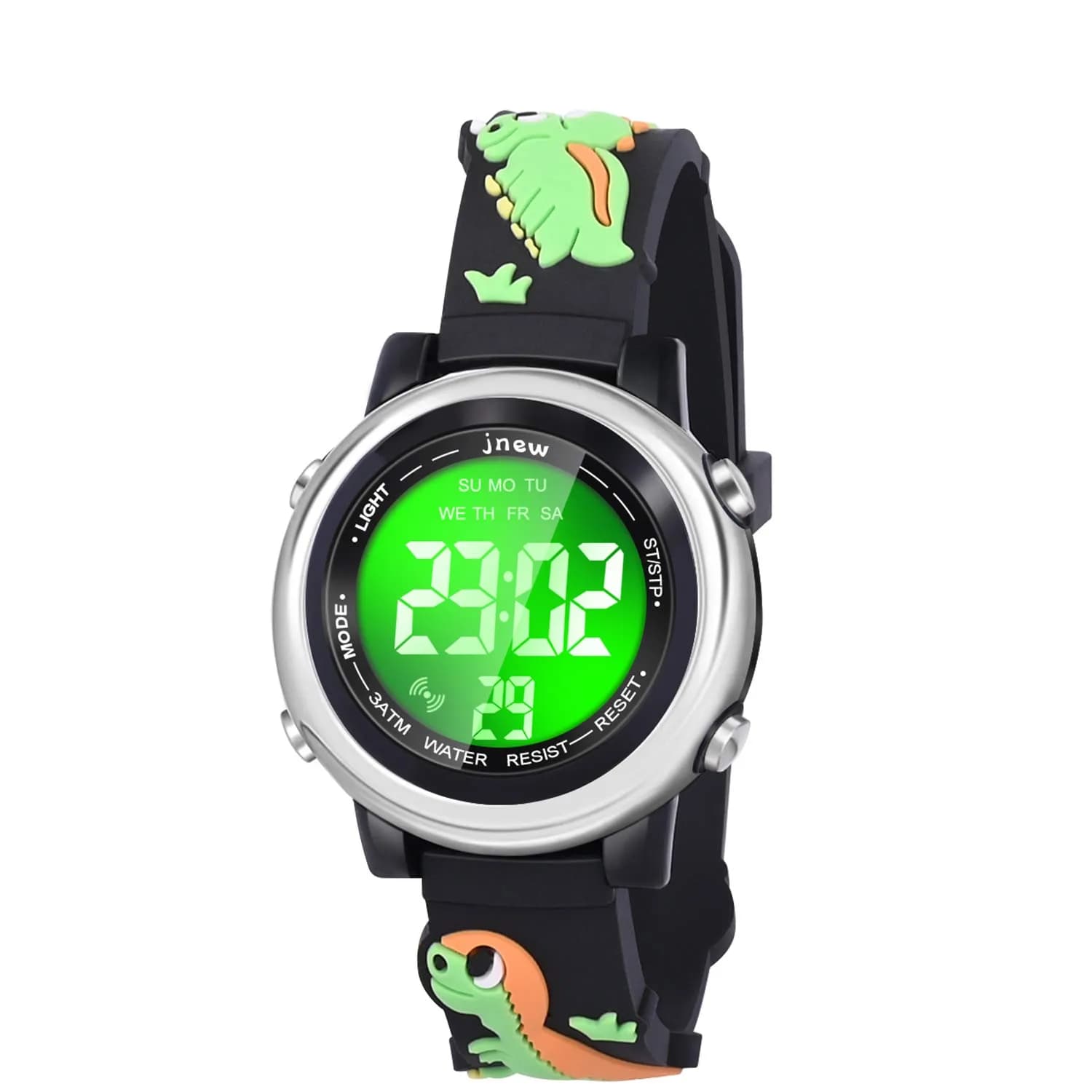 Viposoon Kids Dinosaur Watch Green Silicone Strap | Fun Time-Telling Toy for Boys & Girls Ages 3-11