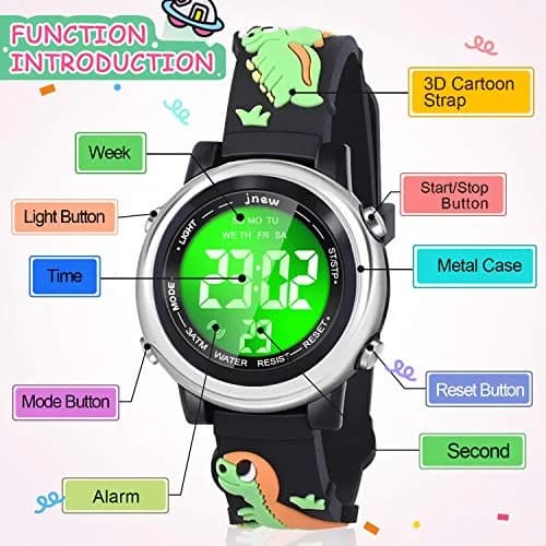 Viposoon Kids Dinosaur Watch Green Silicone Strap | Fun Time-Telling Toy for Boys & Girls Ages 3-11 thumbnail 2