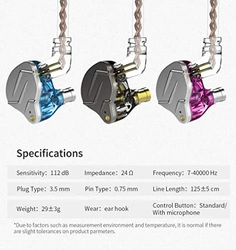 CCA ZSN Pro Dual Drivers 1BA 1DD Wired In-Ear Earphones with Detachable Cable | HiFi Power Bass, 24 Ohm Impedance thumbnail 2