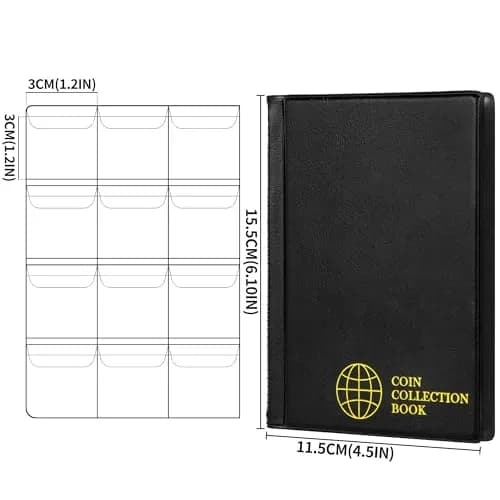 OSOPOLA Coin Storage Album Collection Holder Black | 120 Pockets, PVC & Artificial Leather, 10 Pages thumbnail 2