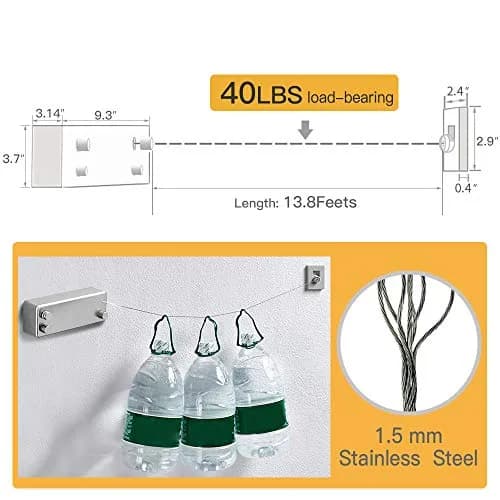 BESy Retractable Double Clothesline Laundry Indoor Washing Clothes Line 8.4cm (3.3") | Heavy Duty ABS Aluminum for 20kg Load thumbnail 5