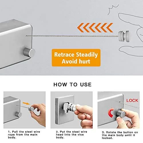 BESy Retractable Double Clothesline Laundry Indoor Washing Clothes Line 8.4cm (3.3") | Heavy Duty ABS Aluminum for 20kg Load thumbnail 3