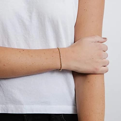 BENEIGE Gold Bracelets for Women 14K Gold Plated 4MM Ball Bracelet Adjustable Beaded Jewelry thumbnail 4