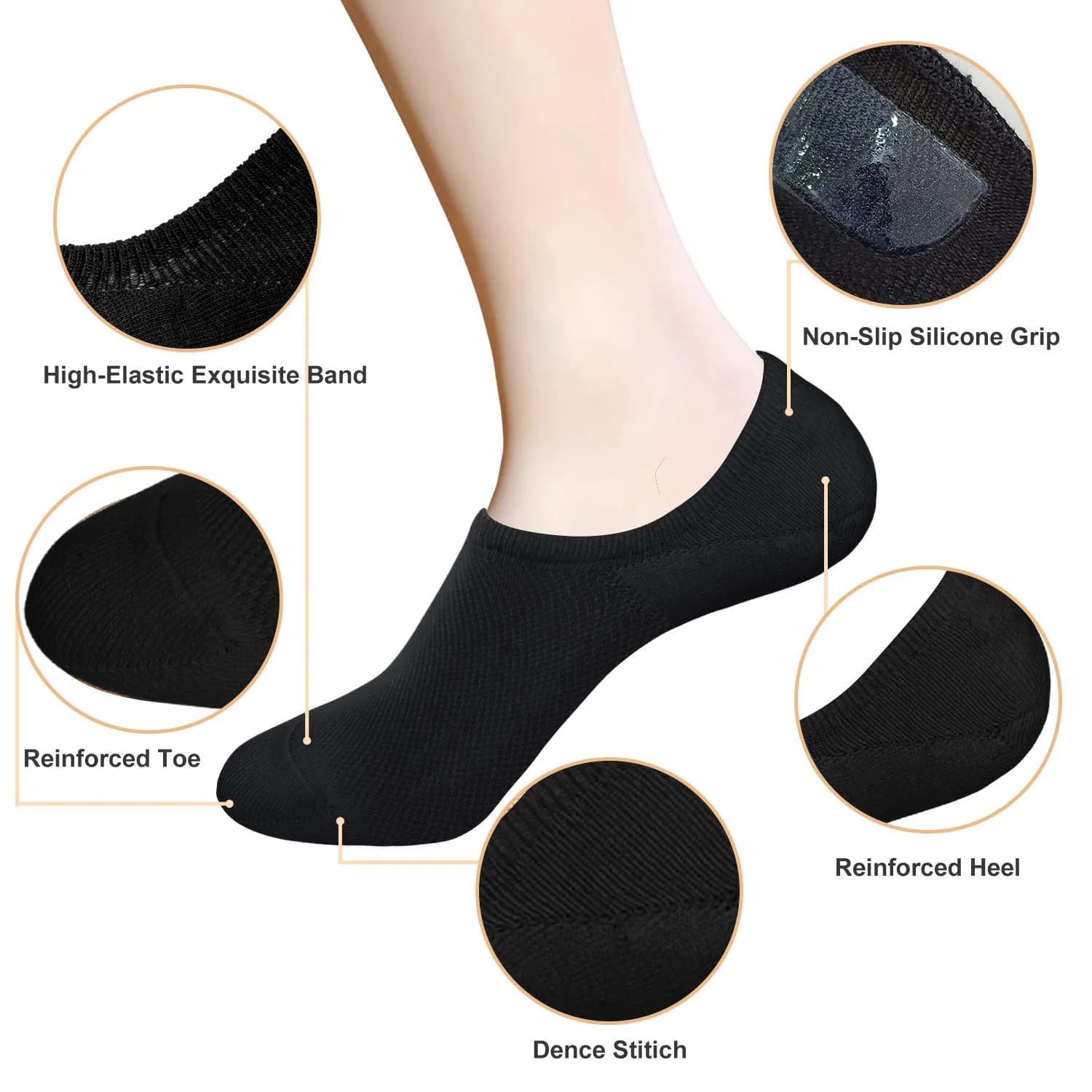 SIXDAYSOX No Show Socks for Men 8 Pack Cotton Thin Low Cut Non Slip | Breathable & Odor-Free (70-120 chars) thumbnail 3