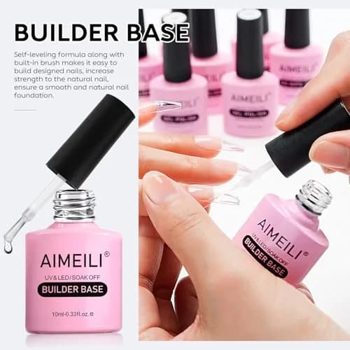 AIMEILI Builder Base Clear Sheer Color Gel, 6x10ml | No Wipe, Vegan, Hema-Free, Soak Off thumbnail 4