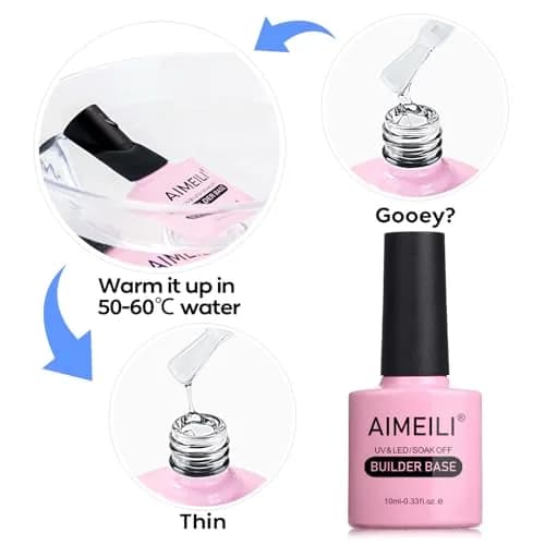 AIMEILI Builder Base Clear Sheer Color Gel, 6x10ml | No Wipe, Vegan, Hema-Free, Soak Off thumbnail 7