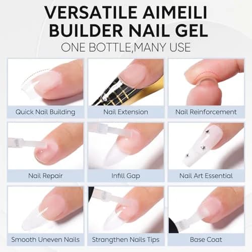 AIMEILI Builder Base Clear Sheer Color Gel, 6x10ml | No Wipe, Vegan, Hema-Free, Soak Off thumbnail 3