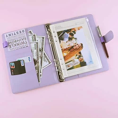 Antner A5 PU Leather Notebook Binder 9.2 x 6.9 inch | Metal 6-Ring Mechanism thumbnail 3