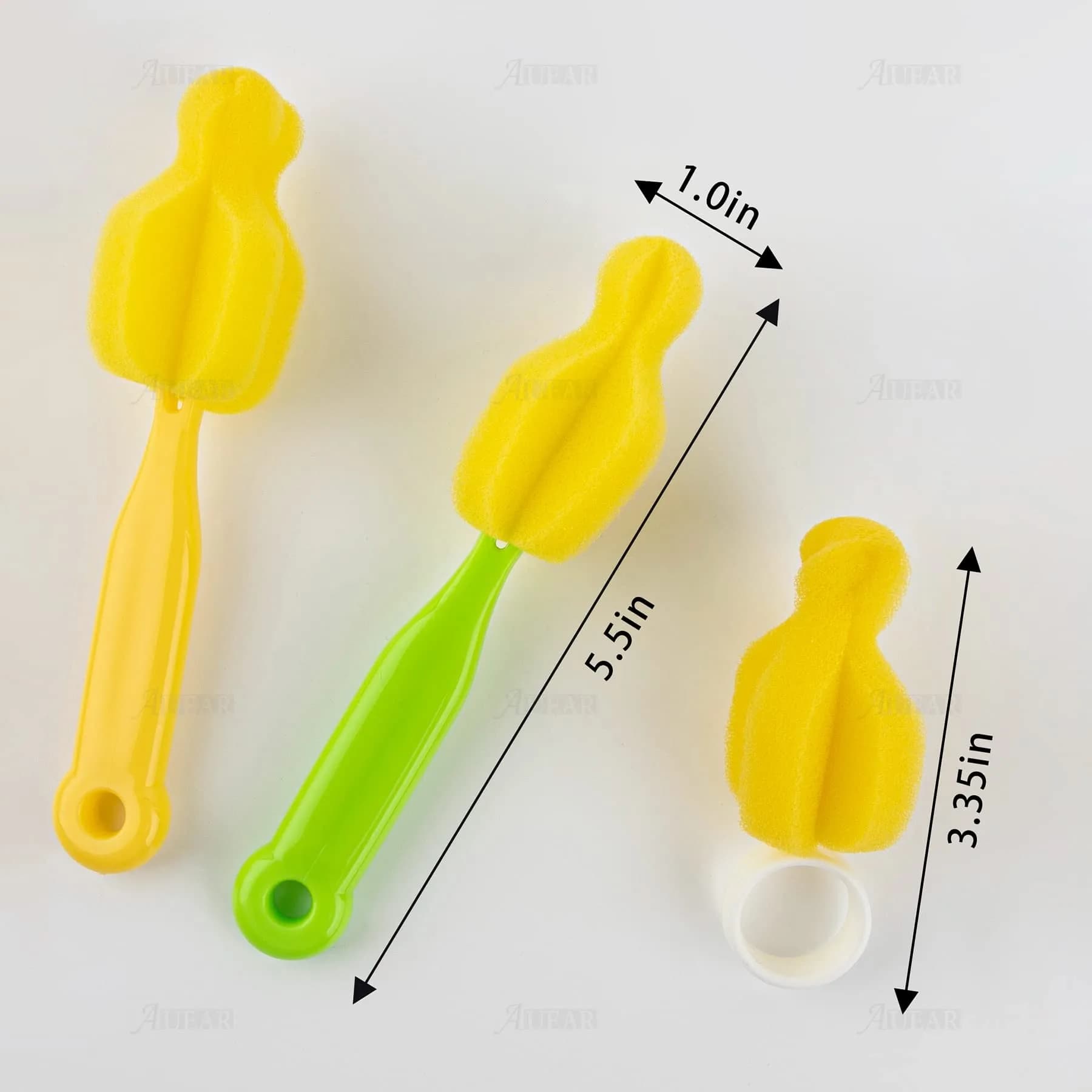 AUEAR Milk Bottle Nipple Brushes Pacifier Sponge Cleaning Set (10 Pcs) | BPA-Free Sponge & Plastic - view 2