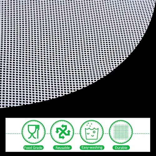 Blulu 4 Pcs 13 Inch Round Silicone Dehydrator Sheets Non Stick Food Dehydrator Mats Reusable Silicone Steamer Mesh Baking Mat for Fruit Dryer thumbnail 3