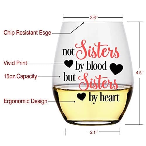 Perfectinsoy Sister Stemless Wine Glass - Heartfelt Gift for Women, 15 Oz | Funny Birthday Idea thumbnail 2