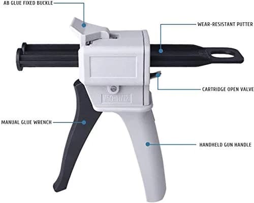 HUIKANGSHENG 50ml Dual Cartridge Dispenser Gun | 1:1/2:1 Ratio Epoxy Adhesive Applicator thumbnail 5