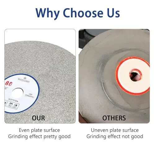 SCOTTCHEN Diamond Flat Lap Wheel 6" (15.24cm) x 1/2" (12.7mm) Arbor 80 Grit Grinding Disc | For Hard Materials & Lapidary thumbnail 4