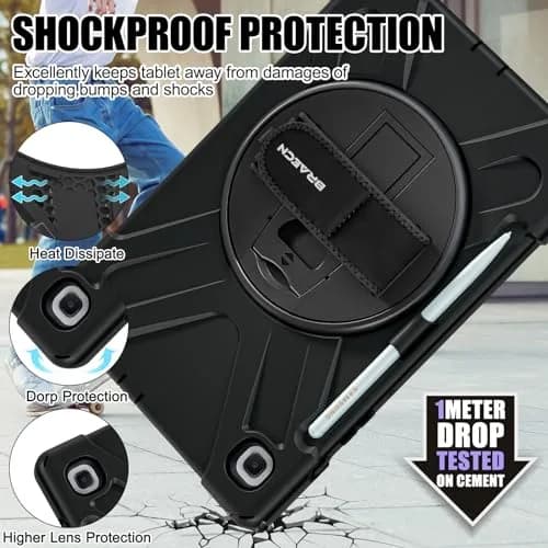 BRAECNstock Rugged Case for Samsung Galaxy Tab S6 Lite 10.4" (2020/2022/2024) with Hand Strap & Stand, 450g thumbnail 3