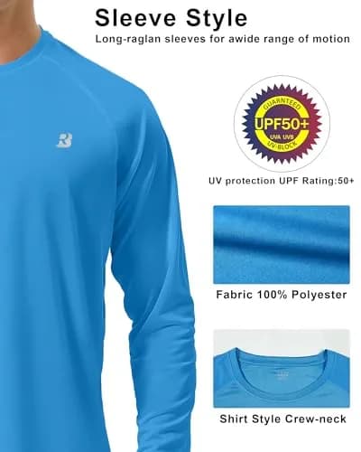 Roadbox Men's UPF 50+ UV Sun Protection Shirts, Long Sleeve Swim Rash Guard | Breathable Lightweight Cooling thumbnail 4