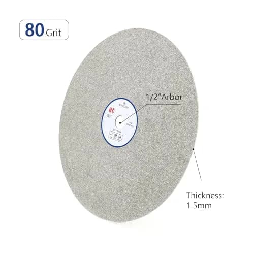 SCOTTCHEN Diamond Flat Lap Wheel 8" (203mm) x 1/2" (12.7mm) Arbor, 80 Grit Grinding Disc for Granite, Glass, Gemstone thumbnail 2