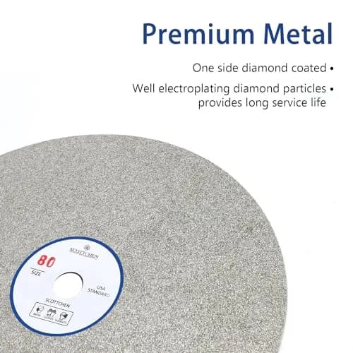 SCOTTCHEN Diamond Flat Lap Wheel 8" (203mm) x 1/2" (12.7mm) Arbor, 80 Grit Grinding Disc for Granite, Glass, Gemstone thumbnail 3