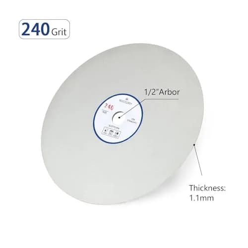 SCOTTCHEN Diamond Flat Lap Wheel 6" (15.24cm) x 1/2" (1.27cm) Arbor Grinding Disc 240 Grit | For Hard Materials & Jewellery Lapidary thumbnail 2