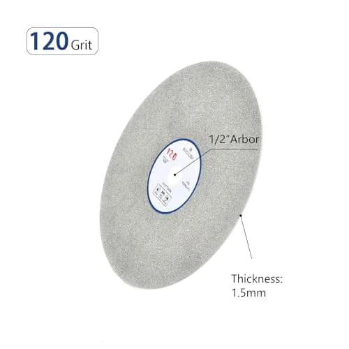 SCOTTCHEN Diamond Flat Lap Wheel 6" (15.24cm) x 1/2" (12.7mm) Arbor 120 Grit Grinding Disc | For Hard Materials & Jewellery thumbnail 2