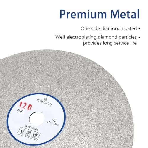 SCOTTCHEN Diamond Flat Lap Wheel 6" (15.24cm) x 1/2" (12.7mm) Arbor 120 Grit Grinding Disc | For Hard Materials & Jewellery thumbnail 3