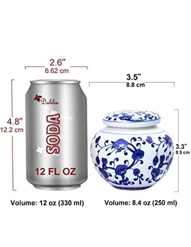 Dahlia Blue and White Porcelain Tea Canister 250 ML | Airtight Jingdezhen Tea Caddy for Loose Tea thumbnail 3