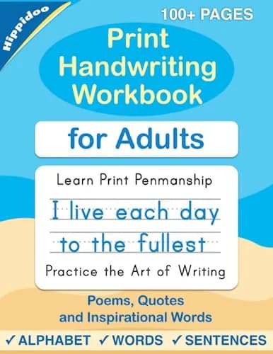 Majosta Print Handwriting Workbook for Adults | Improve Penmanship & Practice Print & Cursive (107 pages) thumbnail 1