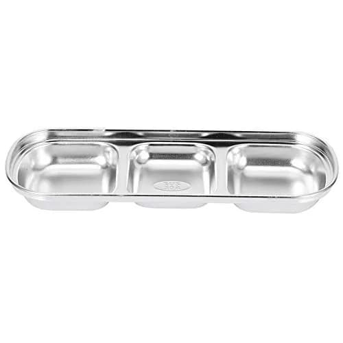 Liineparalle Stainless Steel Sier Sauce Dish 3 Grids | Durable, Safe & Space-Saving (70-120 chars) thumbnail 1