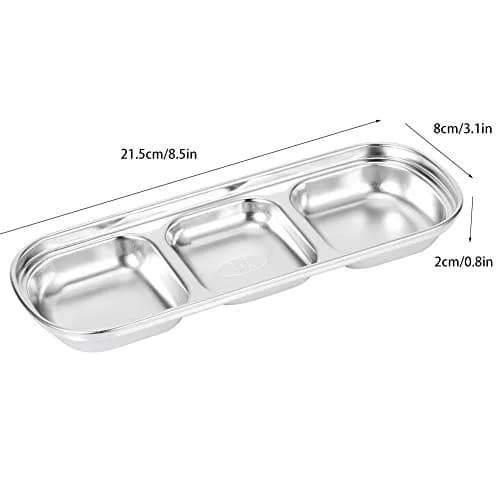 Liineparalle Stainless Steel Sier Sauce Dish 3 Grids | Durable, Safe & Space-Saving (70-120 chars) thumbnail 4