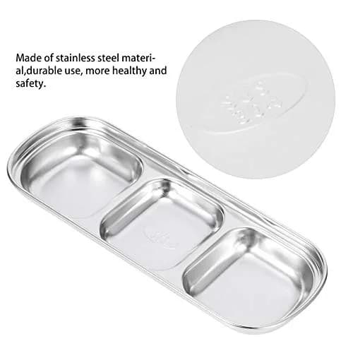 Liineparalle Stainless Steel Sier Sauce Dish 3 Grids | Durable, Safe & Space-Saving (70-120 chars) thumbnail 6