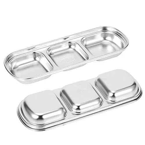 Liineparalle Stainless Steel Sier Sauce Dish 3 Grids | Durable, Safe & Space-Saving (70-120 chars) thumbnail 7