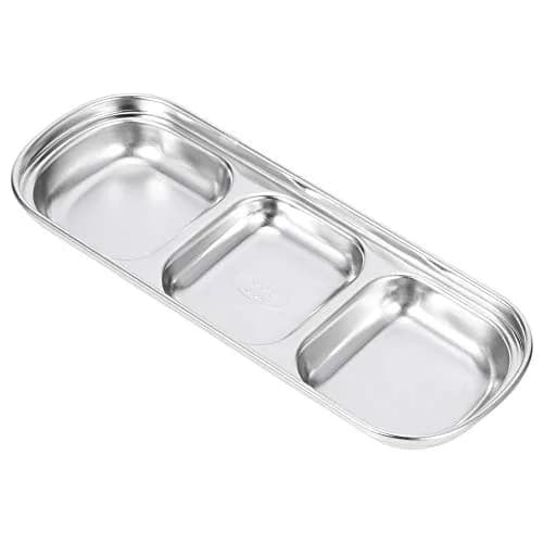 Liineparalle Stainless Steel Sier Sauce Dish 3 Grids | Durable, Safe & Space-Saving (70-120 chars) thumbnail 9